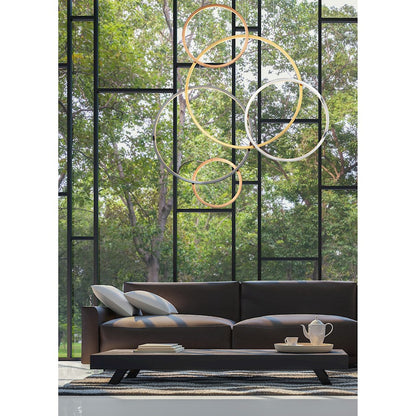 5 Light Pendant, Multi-Plated