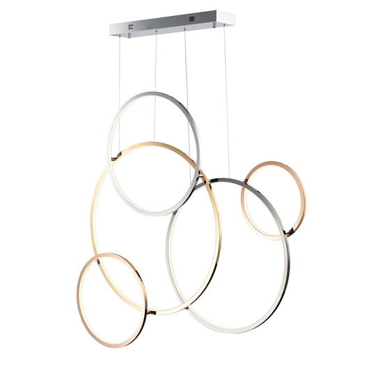 5 Light Pendant, Multi-Plated