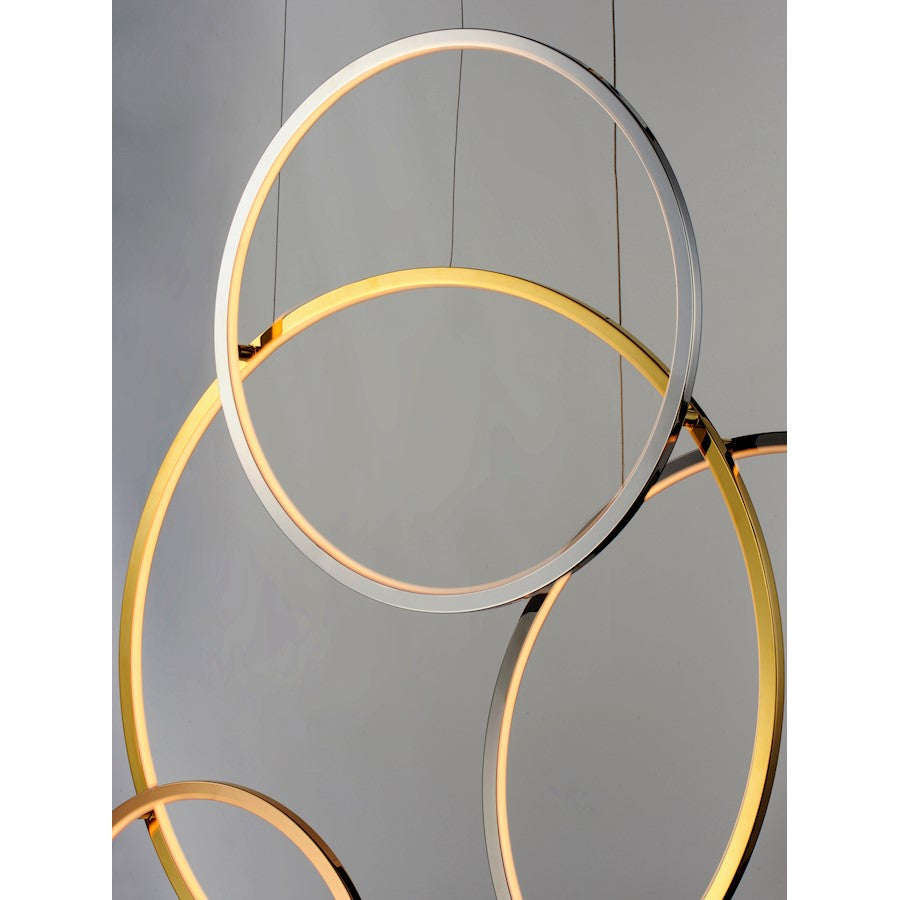 5 Light Pendant, Multi-Plated
