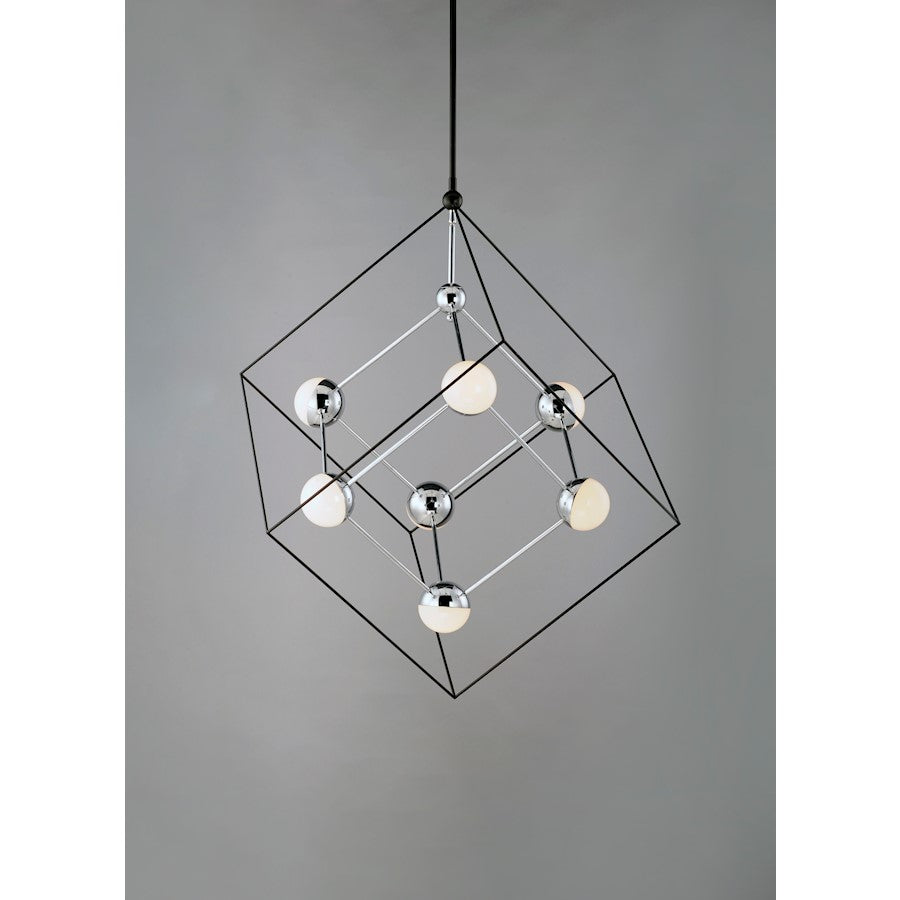 ET2 Lighting Ion 4-Light LED Pendant, Black/Polished Chrome
