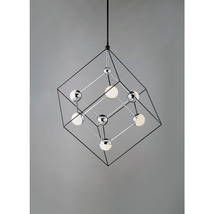 ET2 Lighting Ion 4-Light LED Pendant, Black/Polished Chrome