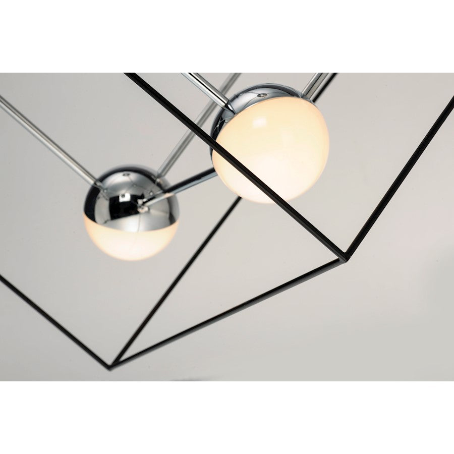 ET2 Lighting Ion 4-Light LED Pendant, Black/Polished Chrome