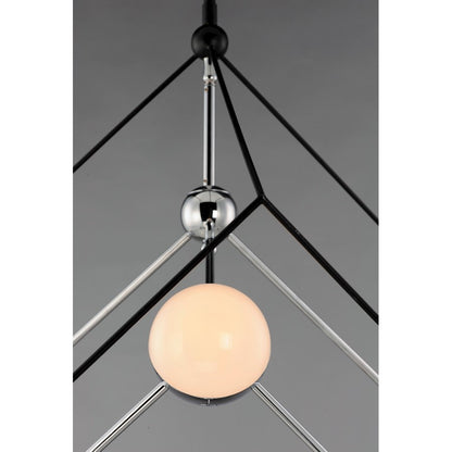ET2 Lighting Ion 4-Light LED Pendant, Black/Polished Chrome