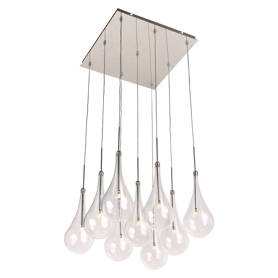 ET2 Lighting Larmes 9-Light LED Pendant, Polished Chrome