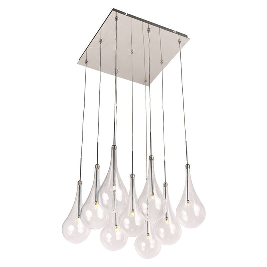 ET2 Lighting Larmes 9-Light LED Pendant, Polished Chrome