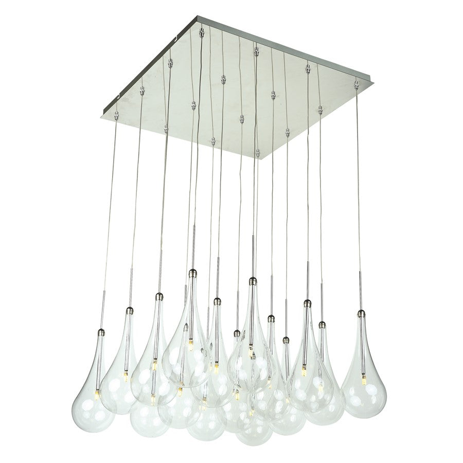 ET2 Lighting Larmes 16-Light LED Pendant, Polished Chrome