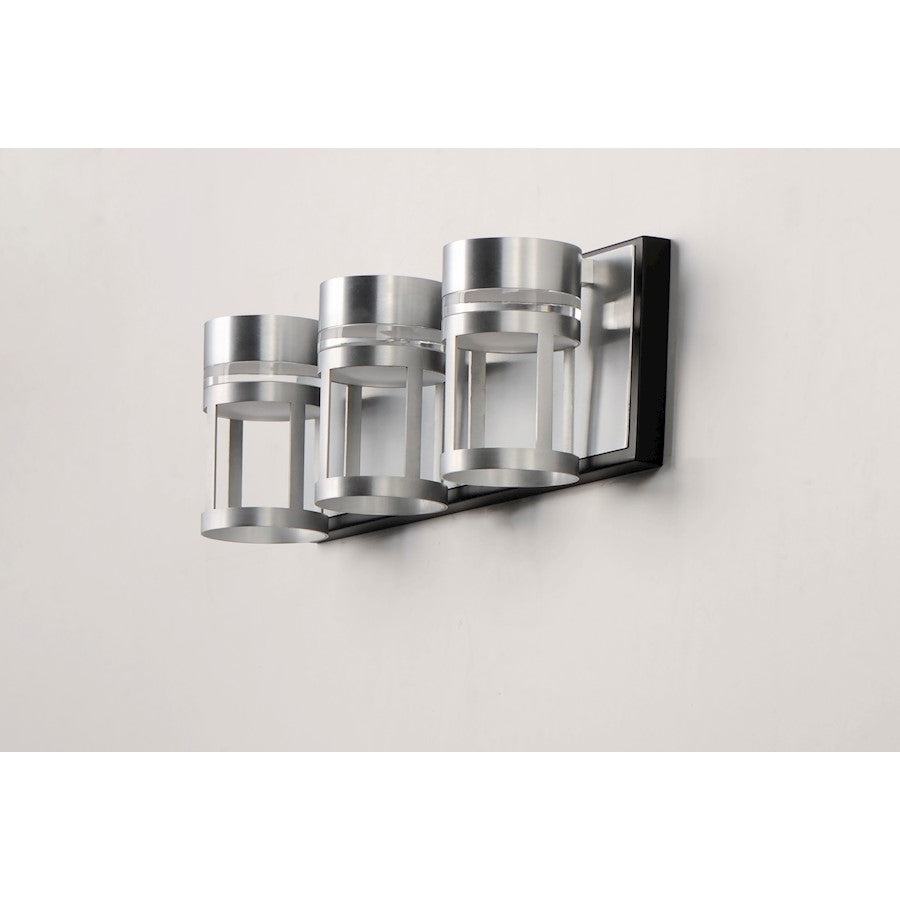 ET2 Lighting Accord LED 3-Light Bath Vanity in Black/Brushed Aluminum