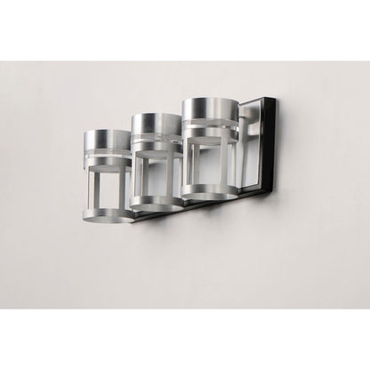ET2 Lighting Accord LED 3-Light Bath Vanity in Black/Brushed Aluminum