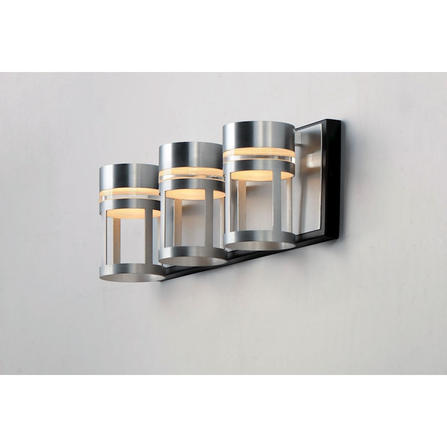 ET2 Lighting Accord LED 3-Light Bath Vanity in Black/Brushed Aluminum