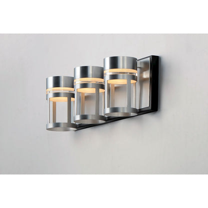 ET2 Lighting Accord LED 3-Light Bath Vanity in Black/Brushed Aluminum