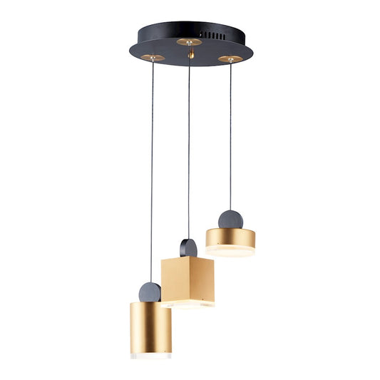 ET2 Lighting Nob LED 3-Light Pendant, Black/Gold