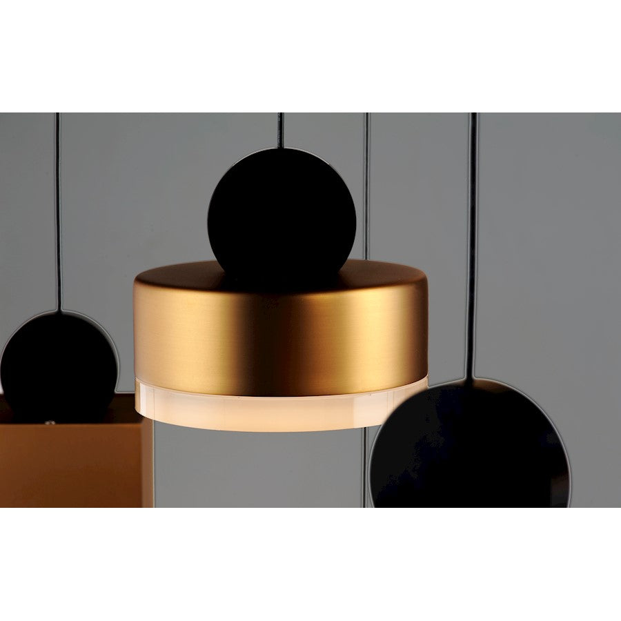 ET2 Lighting Nob LED 3-Light Pendant, Black/Gold