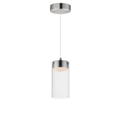 ET2 Lighting Highball 1 Light Mini Pendant, Satin Nickel/Clear
