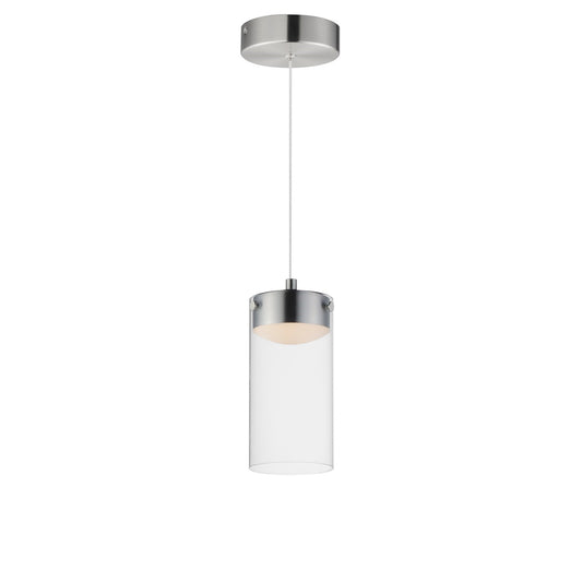ET2 Lighting Highball 1 Light Mini Pendant, Satin Nickel/Clear