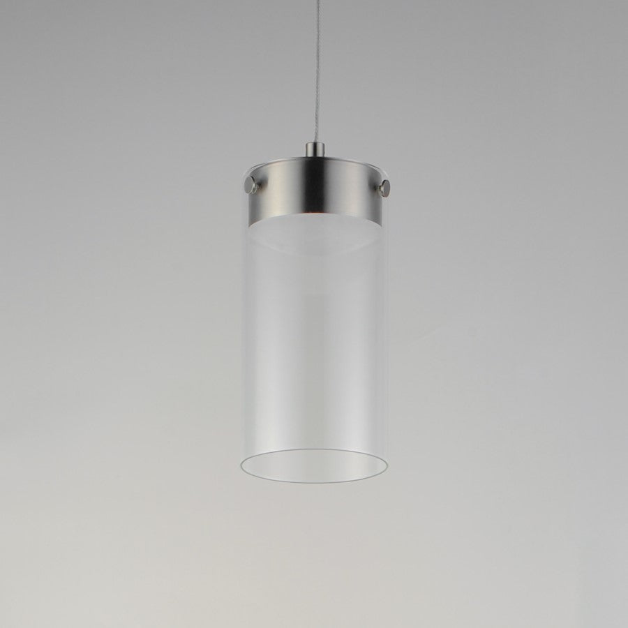 ET2 Lighting Highball 1 Light Mini Pendant, Satin Nickel/Clear