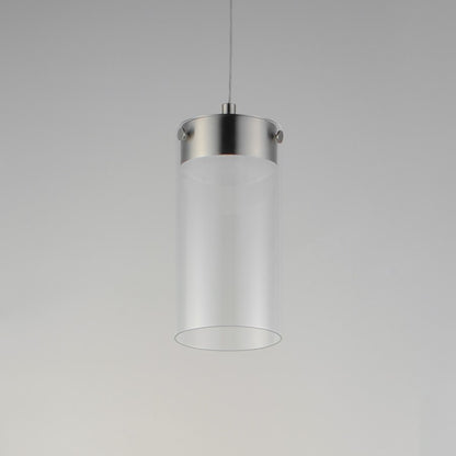 ET2 Lighting Highball 1 Light Mini Pendant, Satin Nickel/Clear