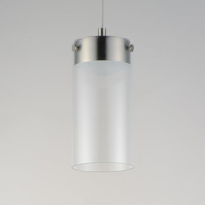 ET2 Lighting Highball 1 Light Mini Pendant, Satin Nickel/Clear