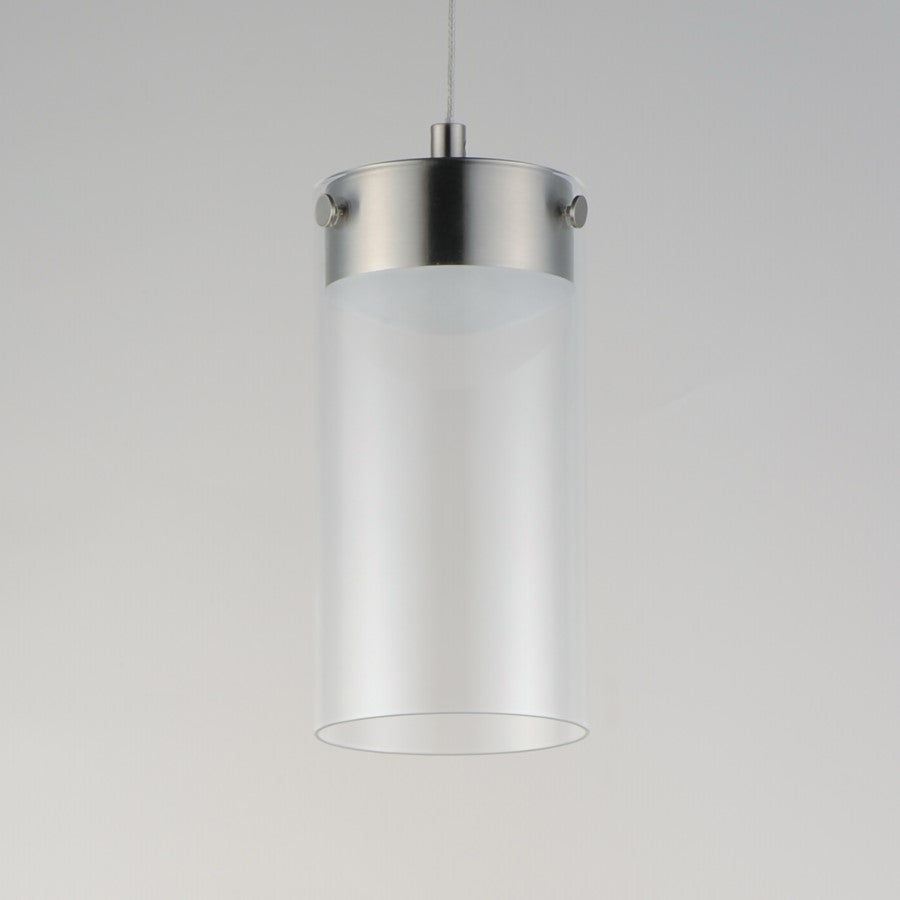 ET2 Lighting Highball 1 Light Mini Pendant, Satin Nickel/Clear