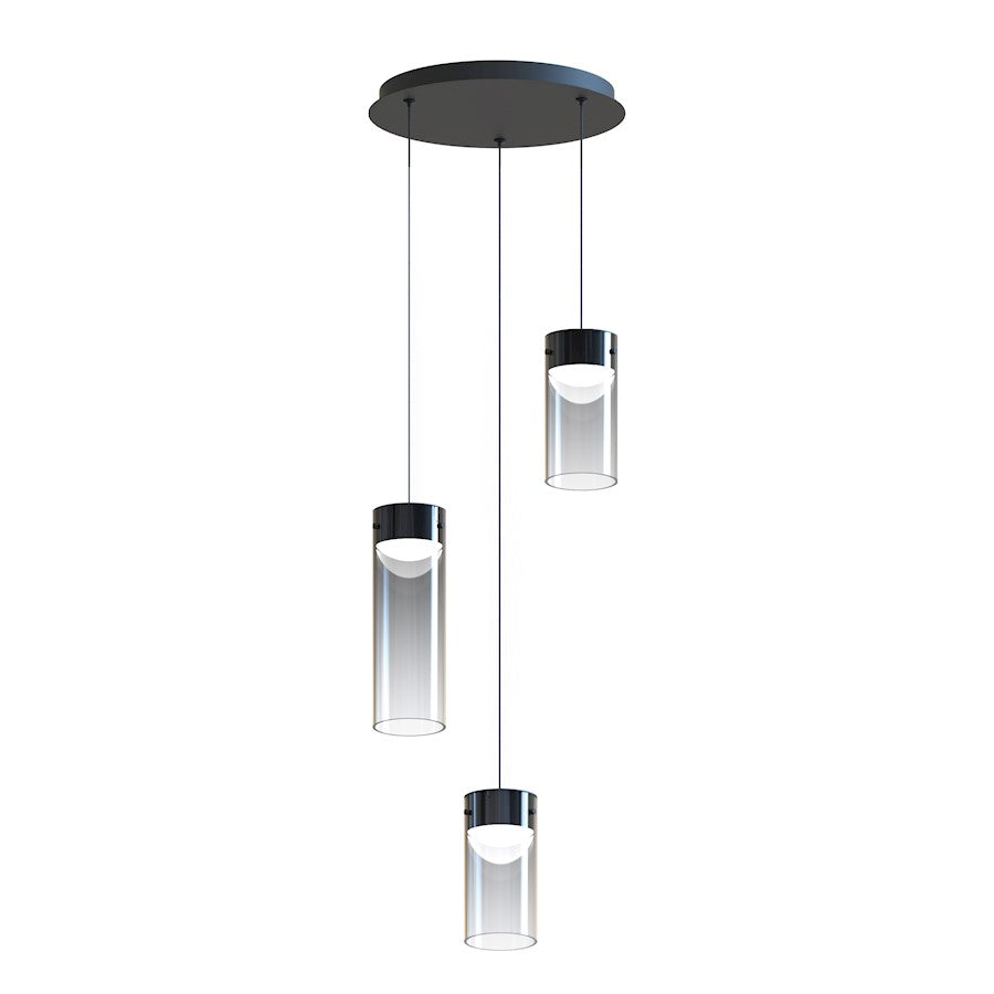 ET2 Lighting Highball 3 Light LED Pendant, Gunmetal/Smoke