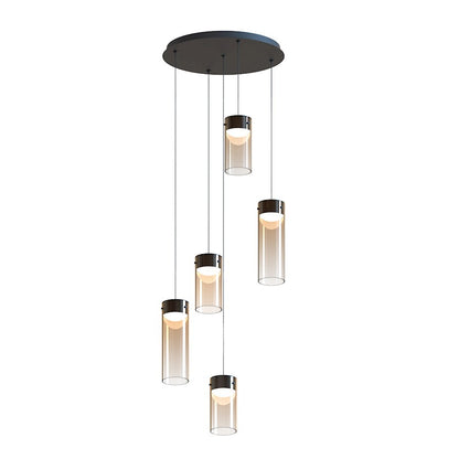 ET2 Lighting Highball 5 Light LED Pendant, Gunmetal/Amber