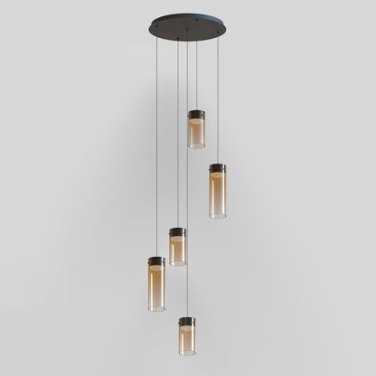 ET2 Lighting Highball 5 Light LED Pendant, Gunmetal/Amber