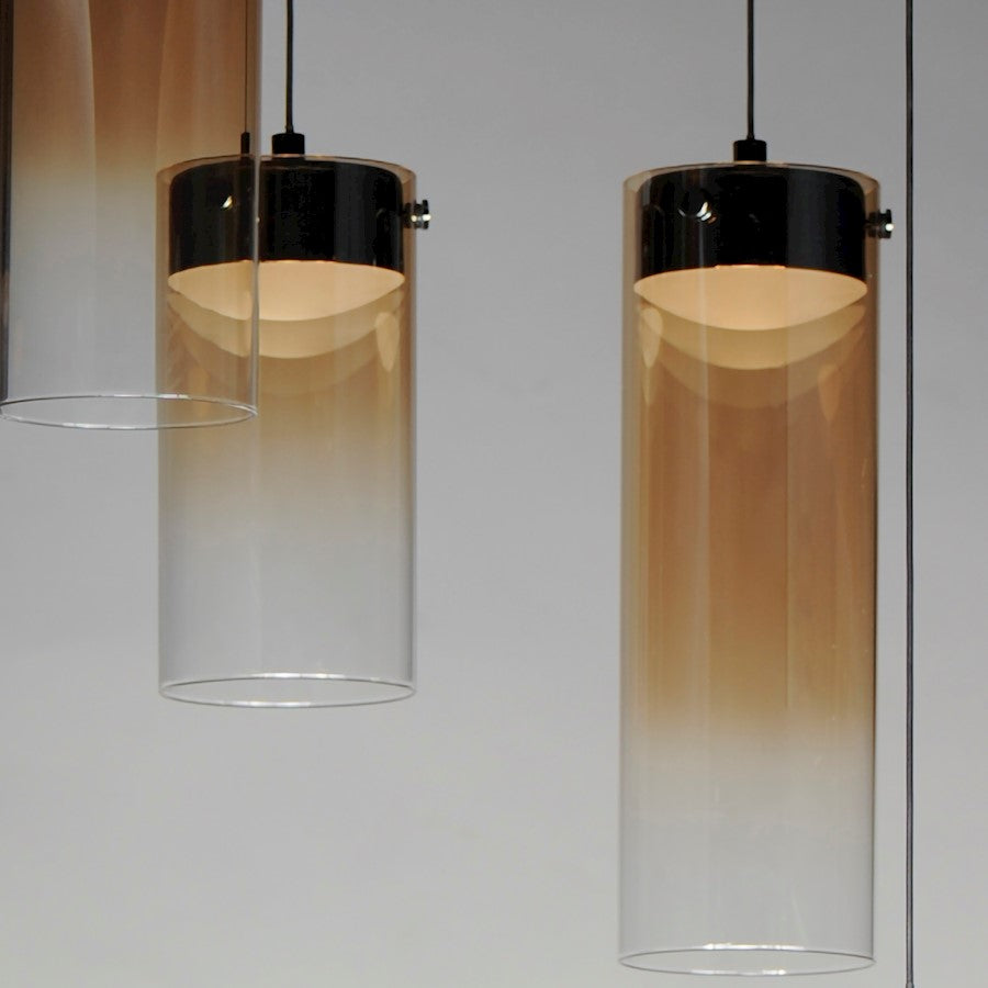 ET2 Lighting Highball 5 Light LED Pendant, Gunmetal/Amber