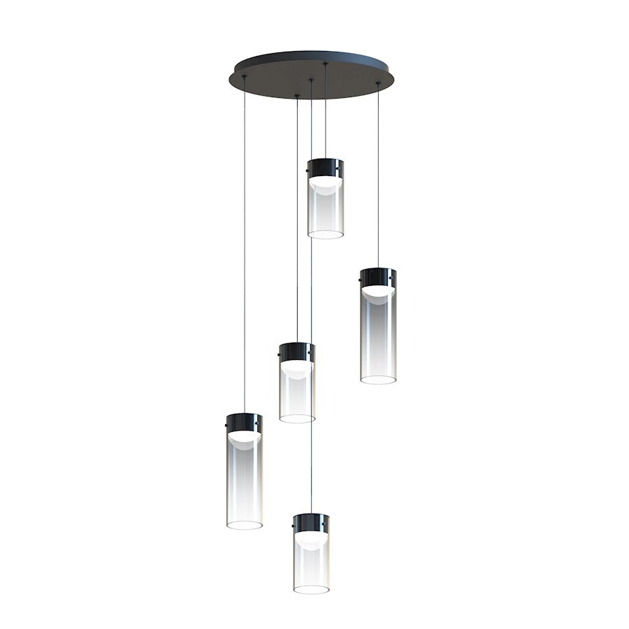 ET2 Lighting Highball 5 Light LED Pendant, Gunmetal/Smoke