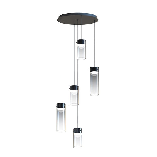 ET2 Lighting Highball 5 Light LED Pendant, Gunmetal/Smoke
