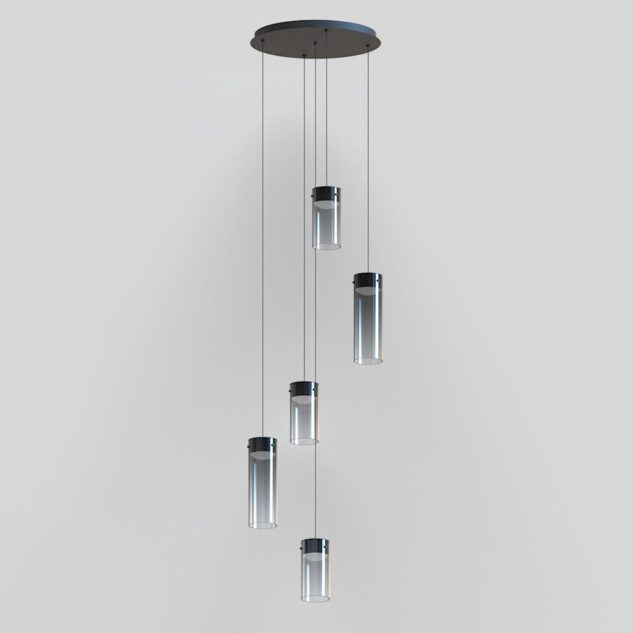 ET2 Lighting Highball 5 Light LED Pendant, Gunmetal/Smoke