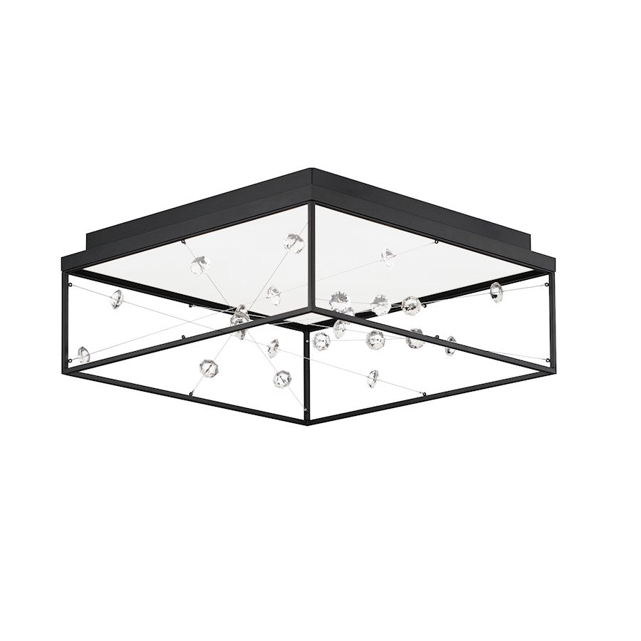 ET2 Lighting Entanglement 1 Light LED Flush Mount, Black/Crystal