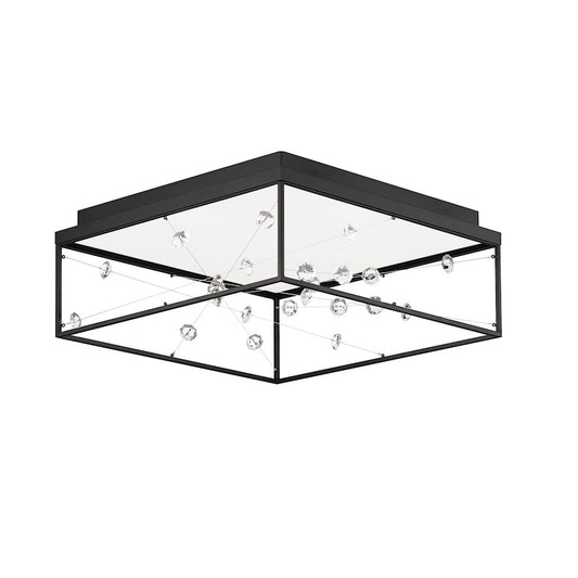 ET2 Lighting Entanglement 1 Light LED Flush Mount, Black/Crystal