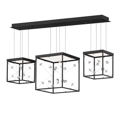 ET2 Lighting Entanglement 1 Light LED Pendant, Black/Crystal