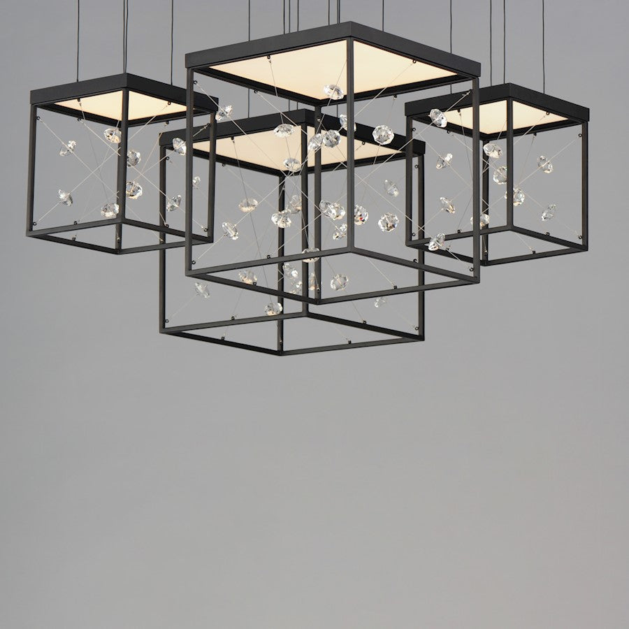 ET2 Lighting Entanglement 4 Light LED Pendant, Black/Crystal