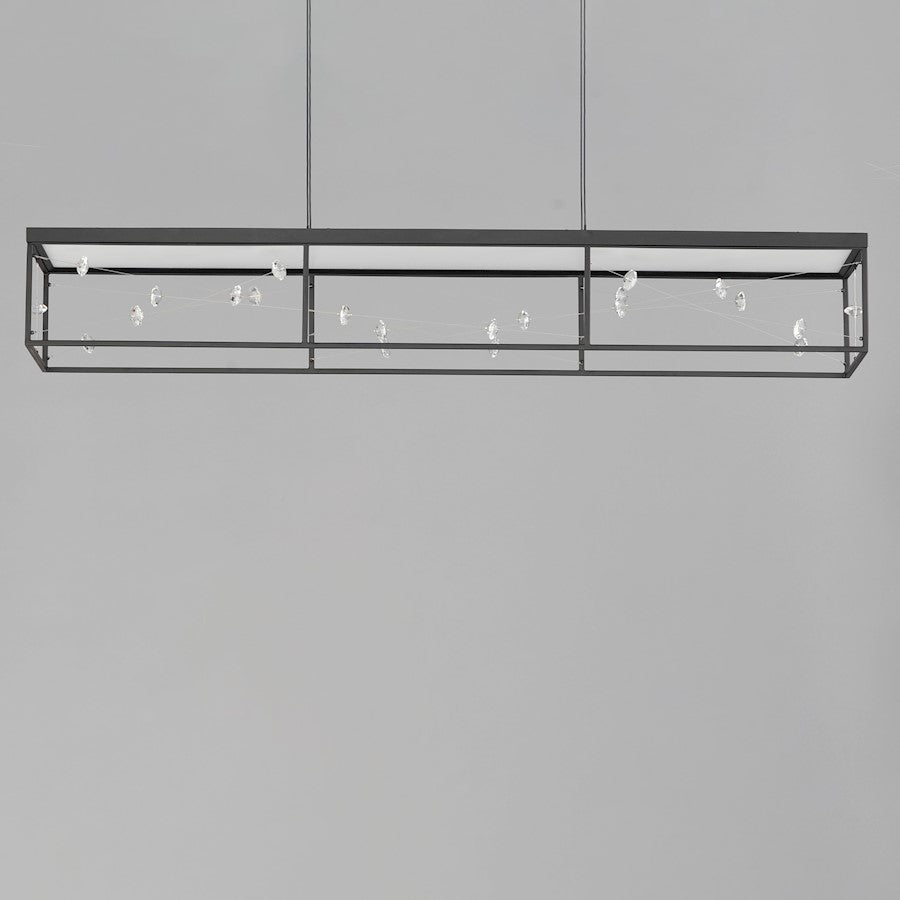 ET2 Lighting Entanglement Linear 1Lt LED Pendant, Black/Crystal