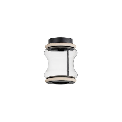 ET2 Lighting Syndicate 2 Light Flush Mount, Black/Clear