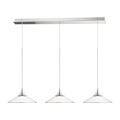 3 Light Linear Pendant, Polished Chrome