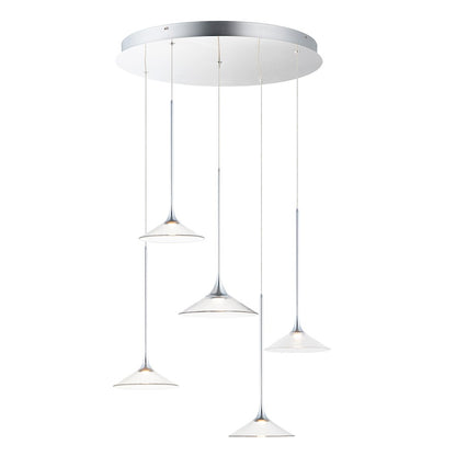 5 Light Pendant, Polished Chrome