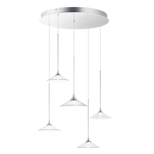 5 Light Pendant, Polished Chrome
