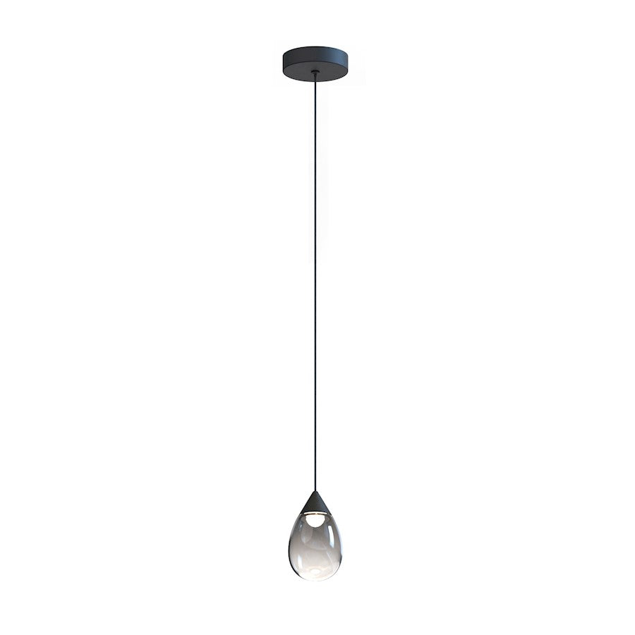 ET2 Lighting Dewdrop 1 Light LED Mini Pendant, Black/Smoke