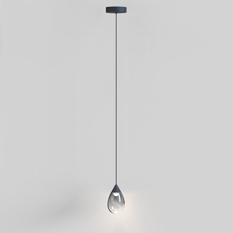 ET2 Lighting Dewdrop 1 Light LED Mini Pendant, Black/Smoke