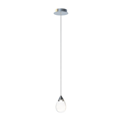 ET2 Lighting Dewdrop 1 Light LED Mini Pendant, Chrome/Clear