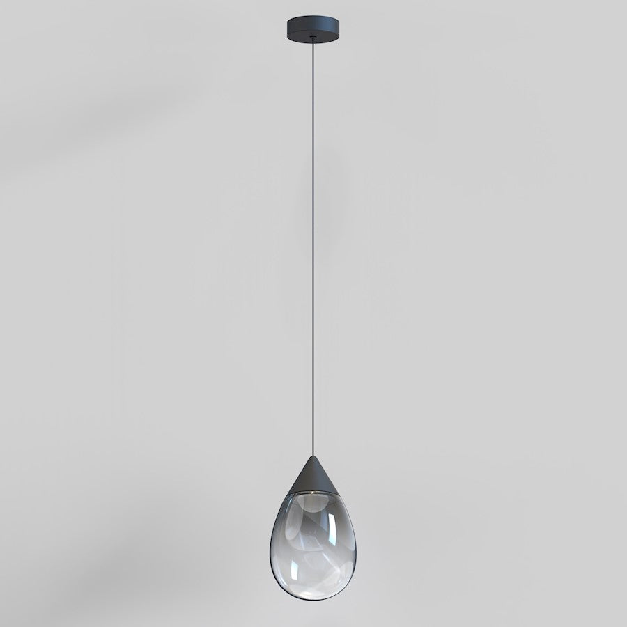ET2 Lighting Dewdrop Large 1 Light LED Pendant, Black/Smoke