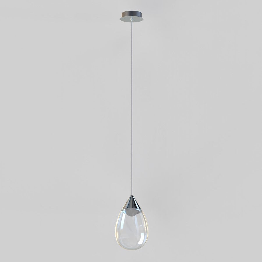 ET2 Lighting Dewdrop Large 1 Light LED Pendant, Chrome/Clear