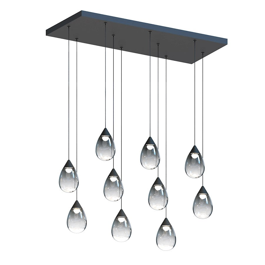 ET2 Lighting Dewdrop 10 Light LED Linear Pendant, Black/Smoke