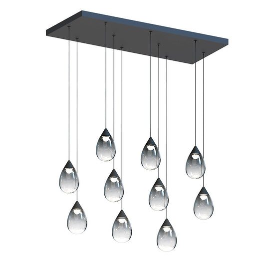 ET2 Lighting Dewdrop 10 Light LED Linear Pendant, Black/Smoke