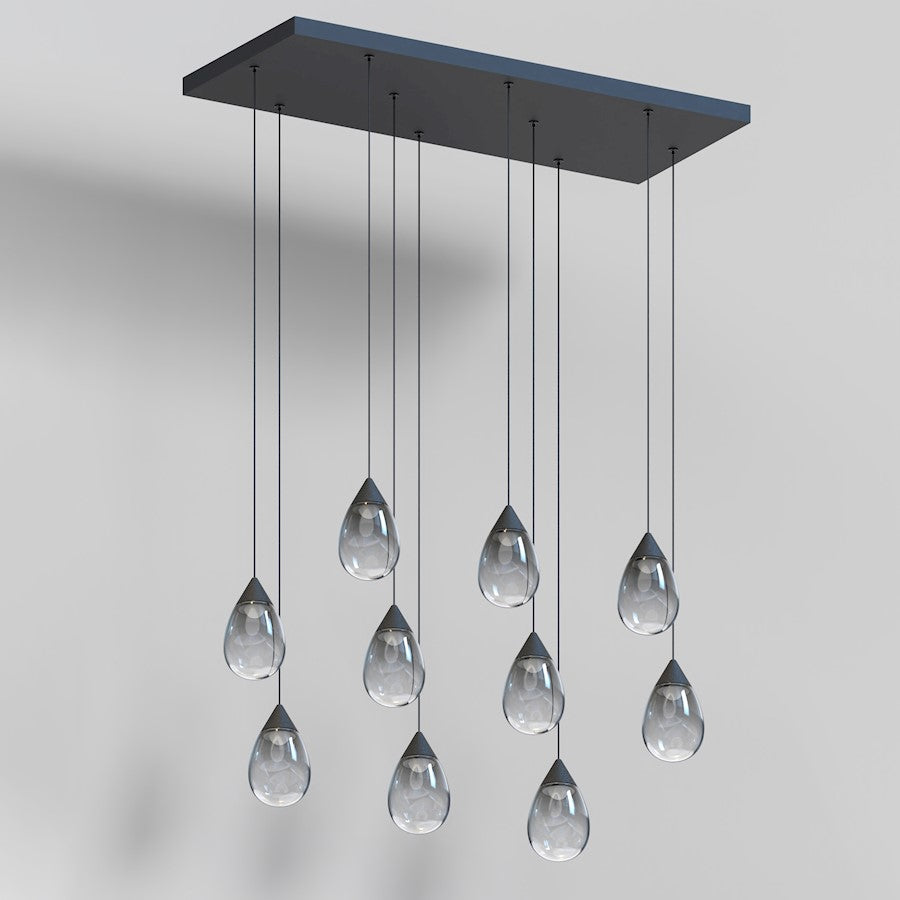 ET2 Lighting Dewdrop 10 Light LED Linear Pendant, Black/Smoke
