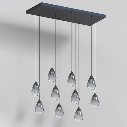 ET2 Lighting Dewdrop 10 Light LED Linear Pendant, Black/Smoke