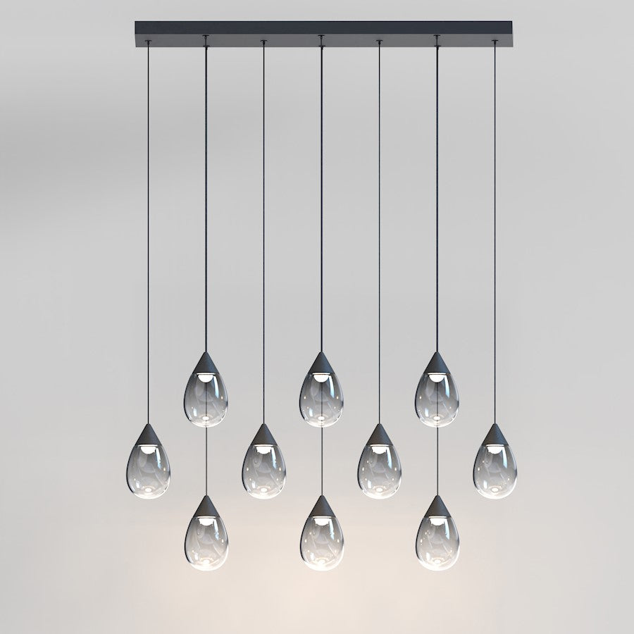 ET2 Lighting Dewdrop 10 Light LED Linear Pendant, Black/Smoke