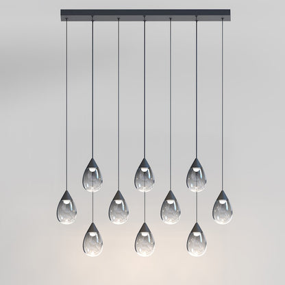 ET2 Lighting Dewdrop 10 Light LED Linear Pendant, Black/Smoke