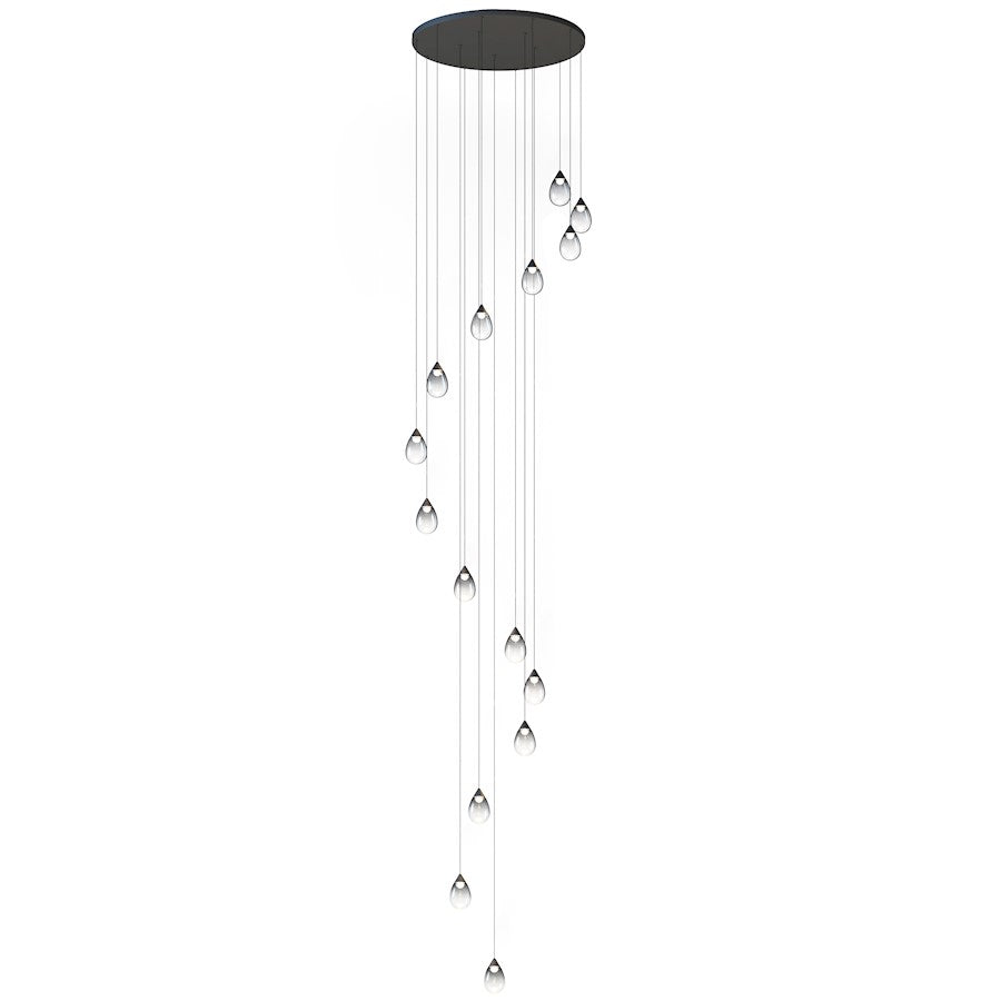 ET2 Lighting Dewdrop 15 Light LED Pendant, Black/Smoke
